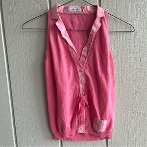 Rivamonti by Brunello Cucinelli Pink Knit Sleeveless Cardigan Vest Size XS Italy